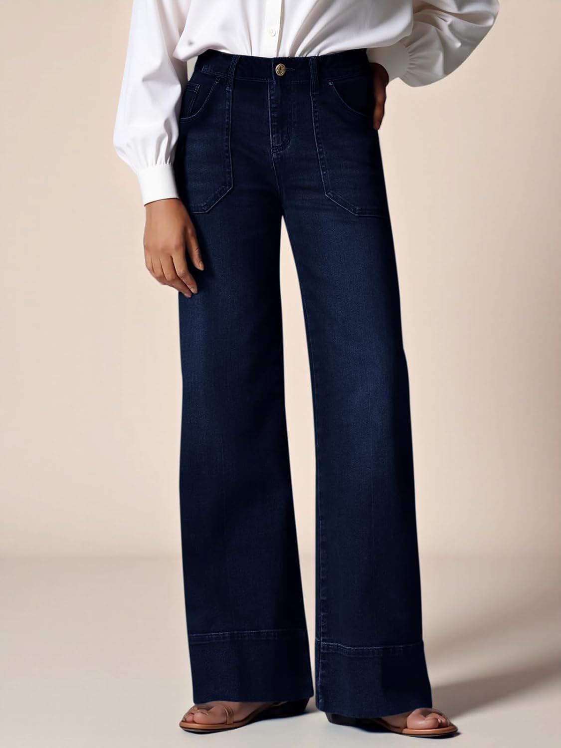 Cicy Bell Womens Wide Leg Jeans Baggy Casual High Waisted Boyfriend Loose Denim Pants with Pockets - Image 2