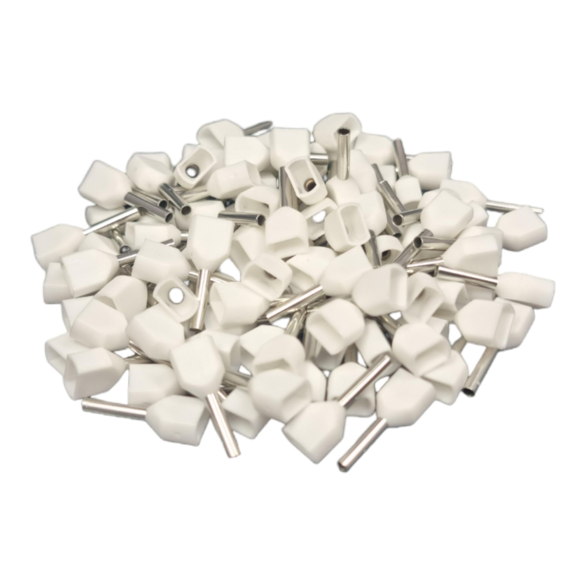 White 100 Pcs Double Entry Cord End Cable Terminals Insulated Wiring Bootlace Ferrules 0.5Mm² - 16Mm² ( - 0.5Mm²)