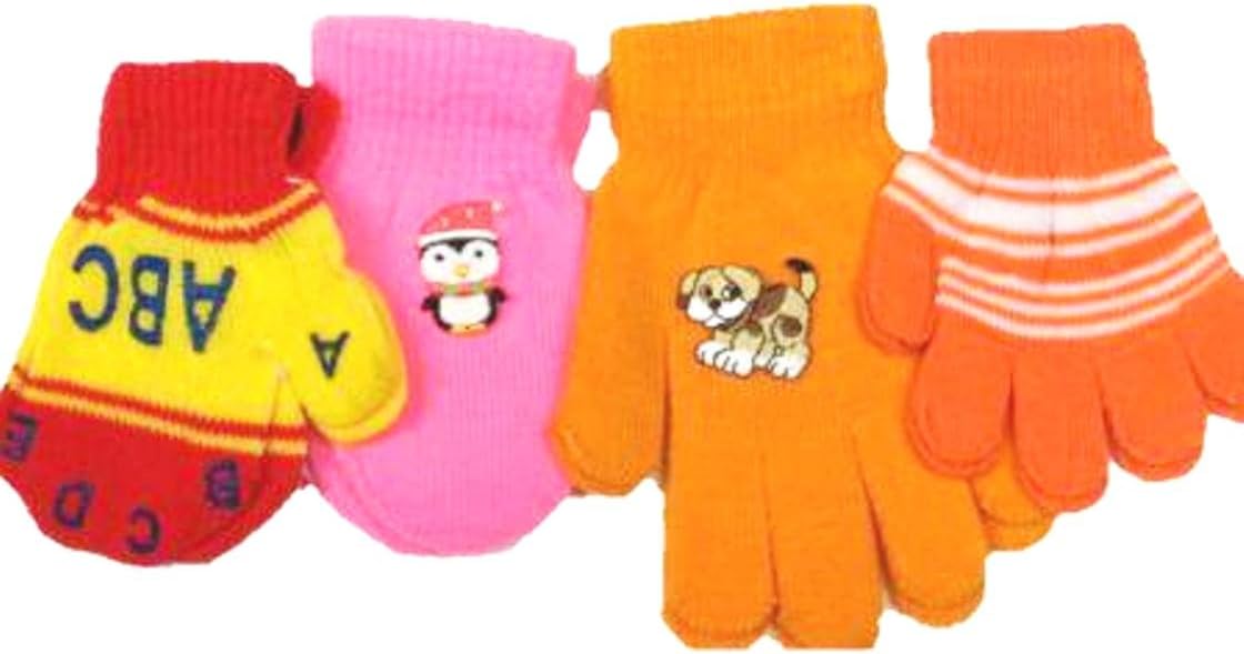 Set of Four Pairs Magic Mittens Gloves for Infants Ages 6 Mo to 4 Years