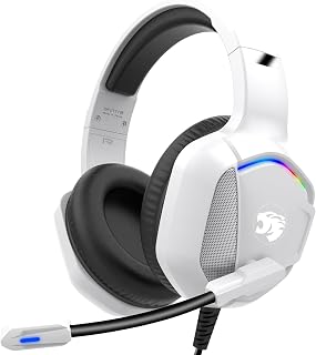 IMYB Gaming-Headset mit Mikrofon für PC, Xbox One Serie X/s, PS4, PS5, Stereo, kabelgebunden, Geräuschunterdrückung, Over-Ear-Kopfhörer mit Mikrofon, RGB, für Computer, Laptop, Mac