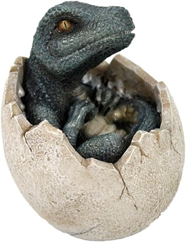 Jurassic Era Predator Green Velociraptor Dinosaurio Prehistórico Huevo Hatchling Estatua coleccionable