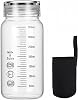 350ml Clear Glass Water Bottle with Measurement Markings, Leak-Proof Lid & Insulated Sleeve, Microwave Safe Travel Coffee Cup
