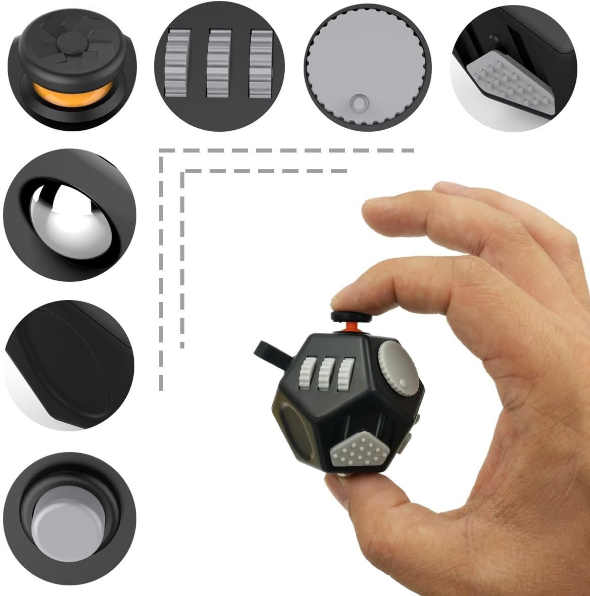New Fidget Toy Cube 4 Pack Creative Rotating Cube and 12-Sided Mini Cube Relieves Stress and Anxiety Anti Depression Focus Travel Toy Cube For Children and Adults Stocking Christmas Idea Stuffer Gifts