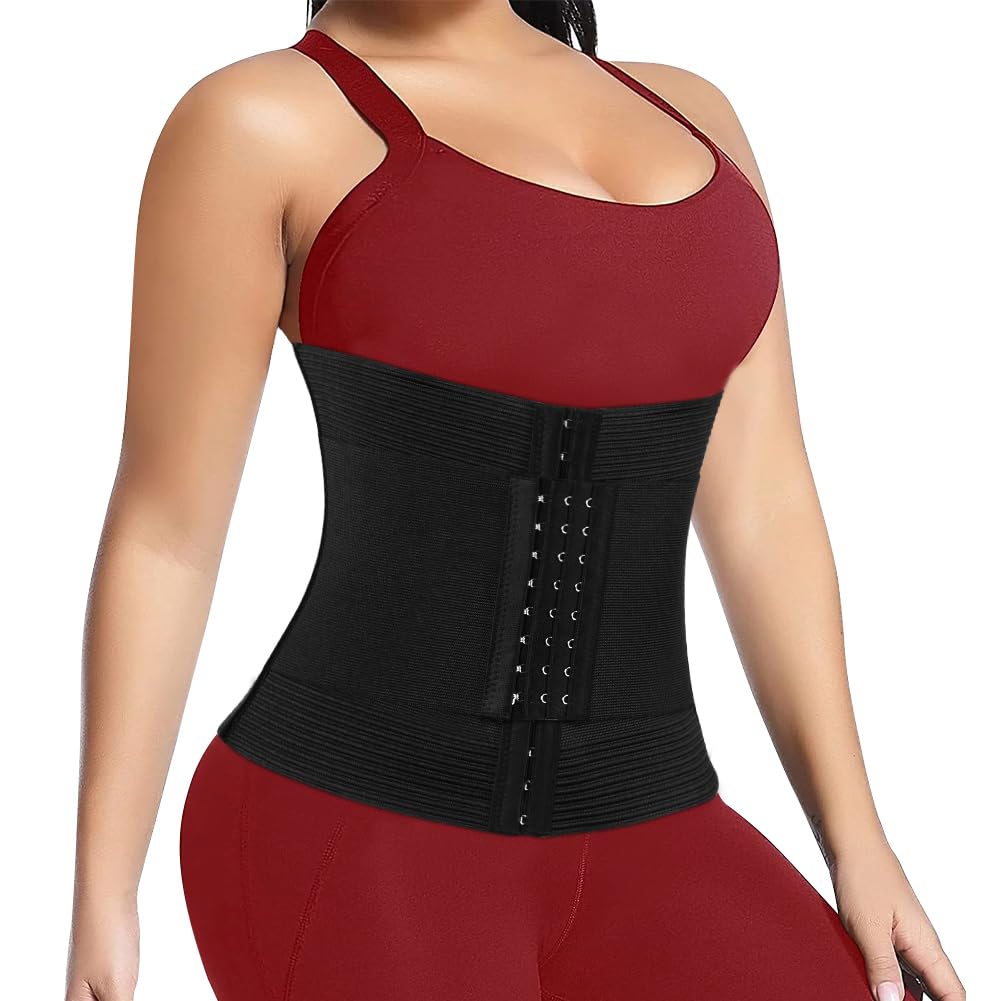 Fefod Waist Trainer Trimmer, Sauna Sweat Belt, Weight Loss Body Shaper Tummy Control Cincher Corset, Body Shaper Workout Girdle Band Tummy control Wrap, Sports Waist with Double Wrap for Women Men, L