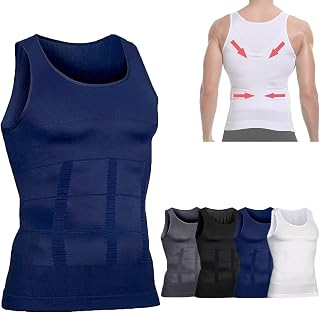 GOOEIC SHAPERLUV Male Shaper Tank, Shaperluv Men Compression Shirt, Gynecomastia Compression Shirts for Men (Blue,XL)