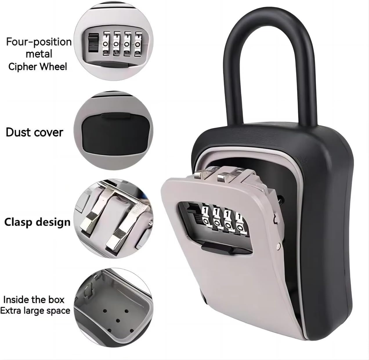 High-Security Lock Box, Wall-Mountable Combination Key Lockbox with Resettable Code, Weatherproof and Durable for Outdoor/Indoor Use, Ideal for Storing House, Car, or Office Keys -1 Pack