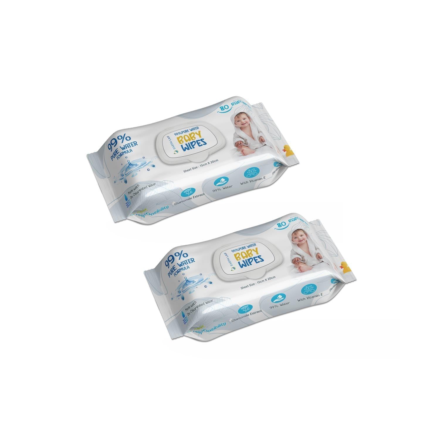 Baby Wipes, 99% Pure Water Formula, 80 Sheets | De-Chlorinated Water | De-Chlorinated Water, 15cm x 20cm Sheet Size, Gentle for Newborns, Resealable Pack, Soft & Mild-image-41