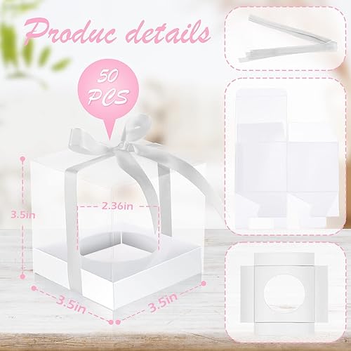 Miniatura 2 de Thenshop 50 cajas transparentes para cupcakes individuales de 3.5 pulgadas, contenedores de plástico individuales para cupcakes con insertos y