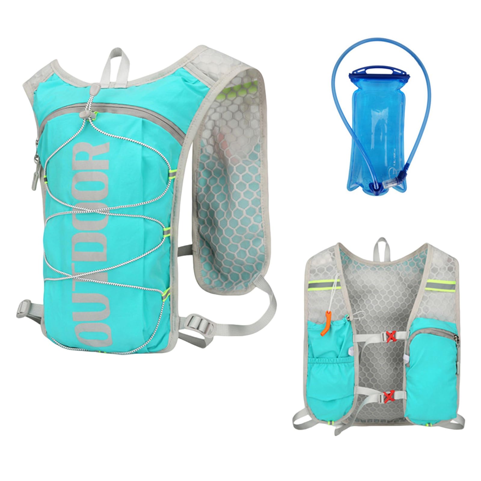 Running Vest with 1.5L Hydration Bladder Women Mens,Adjustable & Breathable Running Hydration Vest,Reflective Hydration Backpack for Cycling Hiking Marathon,Lightweight Backpacks (Green, one size)