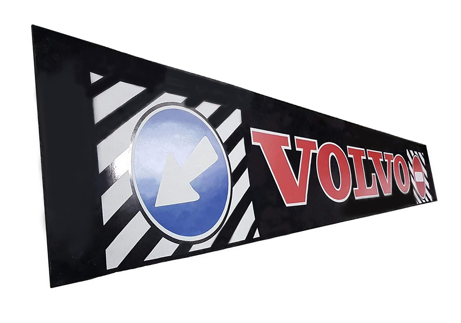 Grembiule lungo posteriore in gomma dura per camion Volvo Truck rimorchio paraspruzzi 240 x 35 cm, nero con simboli del traffico e scritta rossa