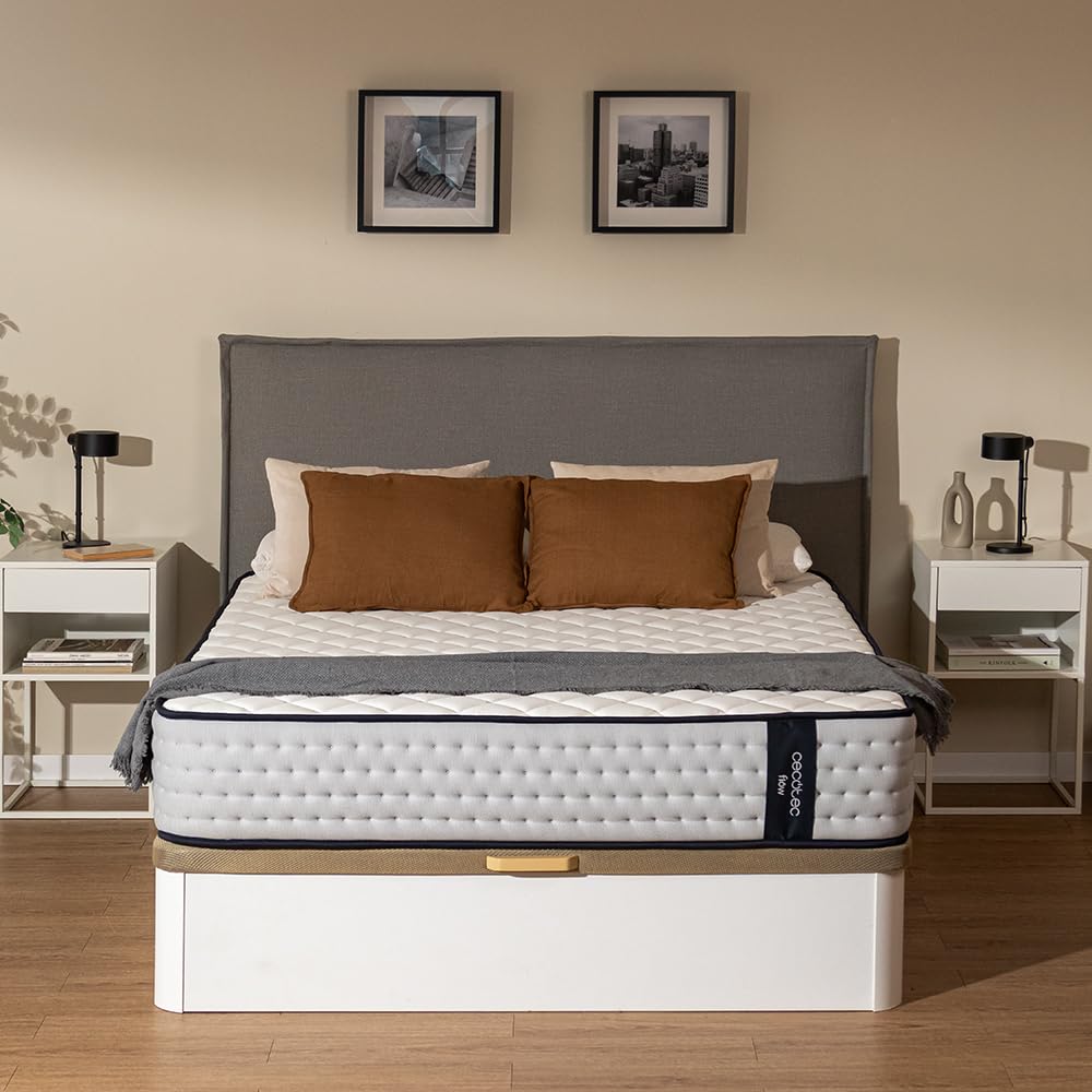 Cecotec Colchón Viscoelástico y Muelles Ensacados Flow 6700 Hybrid 90x190. Multicapa, Altura 26cm, Firmeza Media-Suave, Independencia de Lechos, Transpirabilidad, Doble Cara para Invierno y Verano