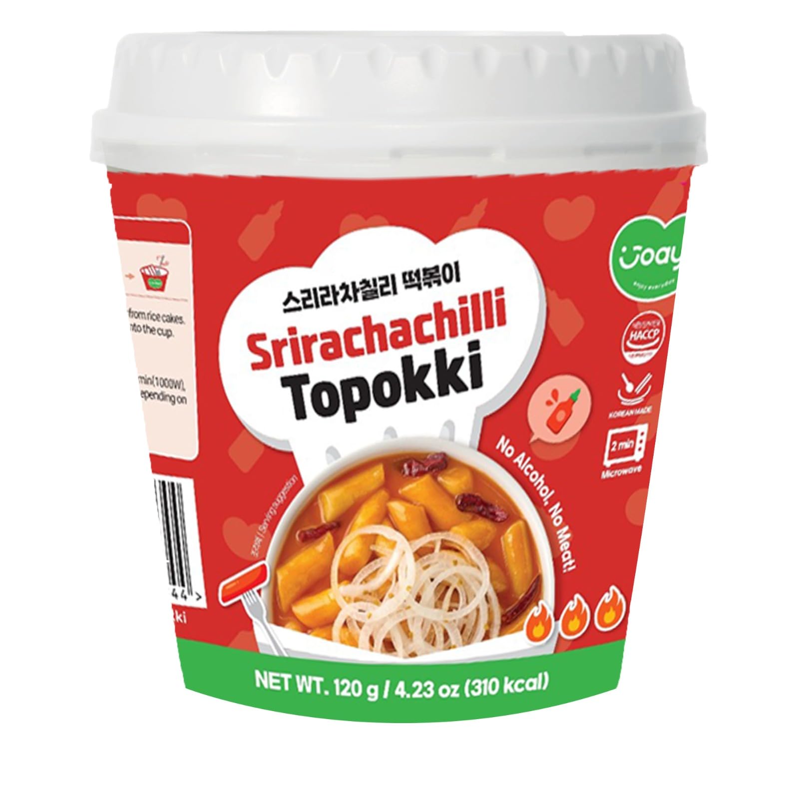 Joayo Srirachachili Topokki Rice Cakes with Spicy & Rich Flavorful Savory Sauce 120g, Pack of 1, The Product of Korea (Famous Korean Street Food)-image-44