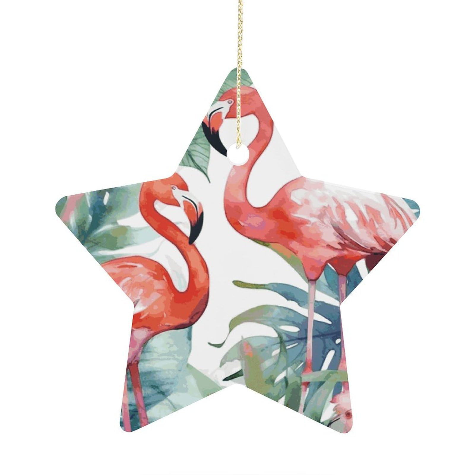 Fodpand Women's Style Flamingos Watercolor Tropics Ornament With String, Keepsake Hanging Decorations,Ceramic Ornaments For Men Indoor Home Holiday Party Gifts