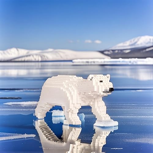 Miniatura 5 de Larcele Conjunto de animales de micro bloques de construcción, mini ladrillos de juguete de construcción 3D, 1077 piezas KLJM-07 (oso polar)