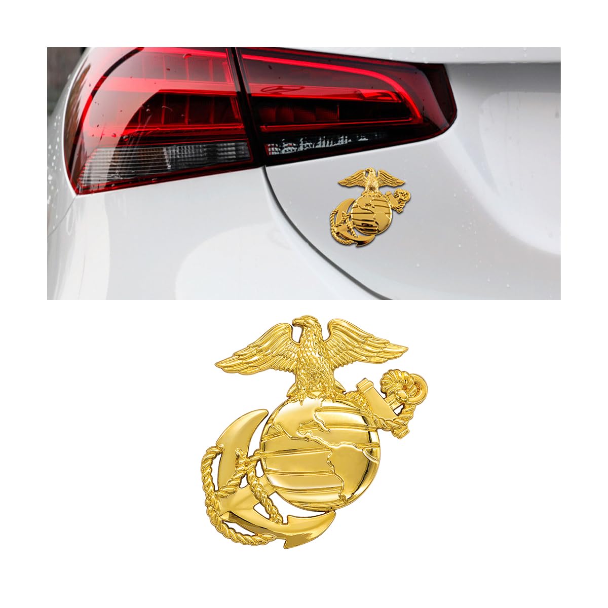 US Marine Corps Car Emblem, USMC Hawk Globe Military Anchor Badge Sticker, Universal Zinc Alloy Decorative 3D Logo Decal, Car Accessories Compatible with Truck Pickup Motorcycle