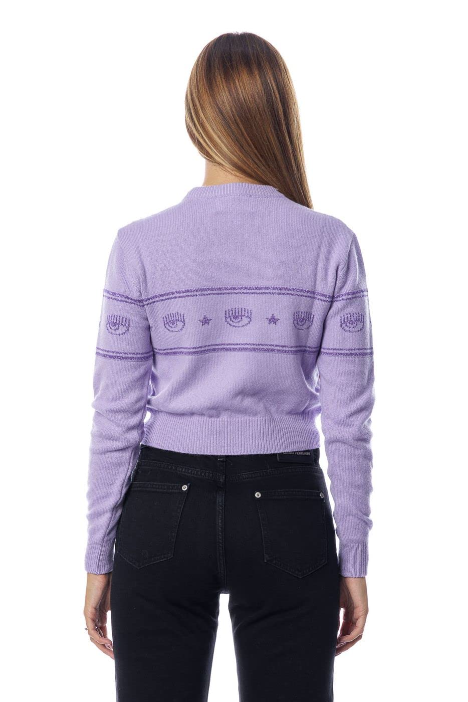 CHIARA FERRAGNI Donna Maglia Girocollo M25 Maxilogo Lurex Fil. Mix Wo 73Cbfm25Cma10 XS Viola 303 Violet Tulle