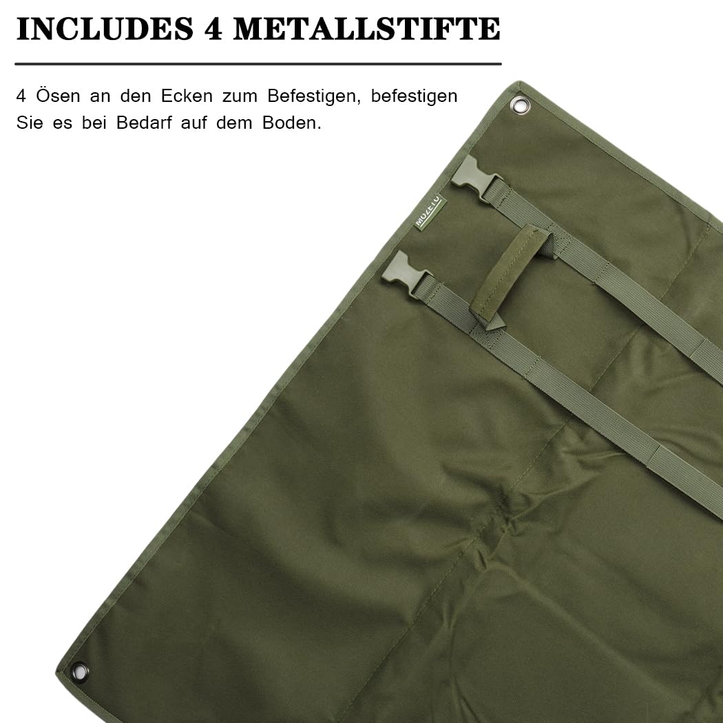 MOZETO Tappetino da tiro extra grande, pieghevole, con imbottitura per tiro sdraiato, dotato di sistema di cinghie Molle e due tasche per accessori