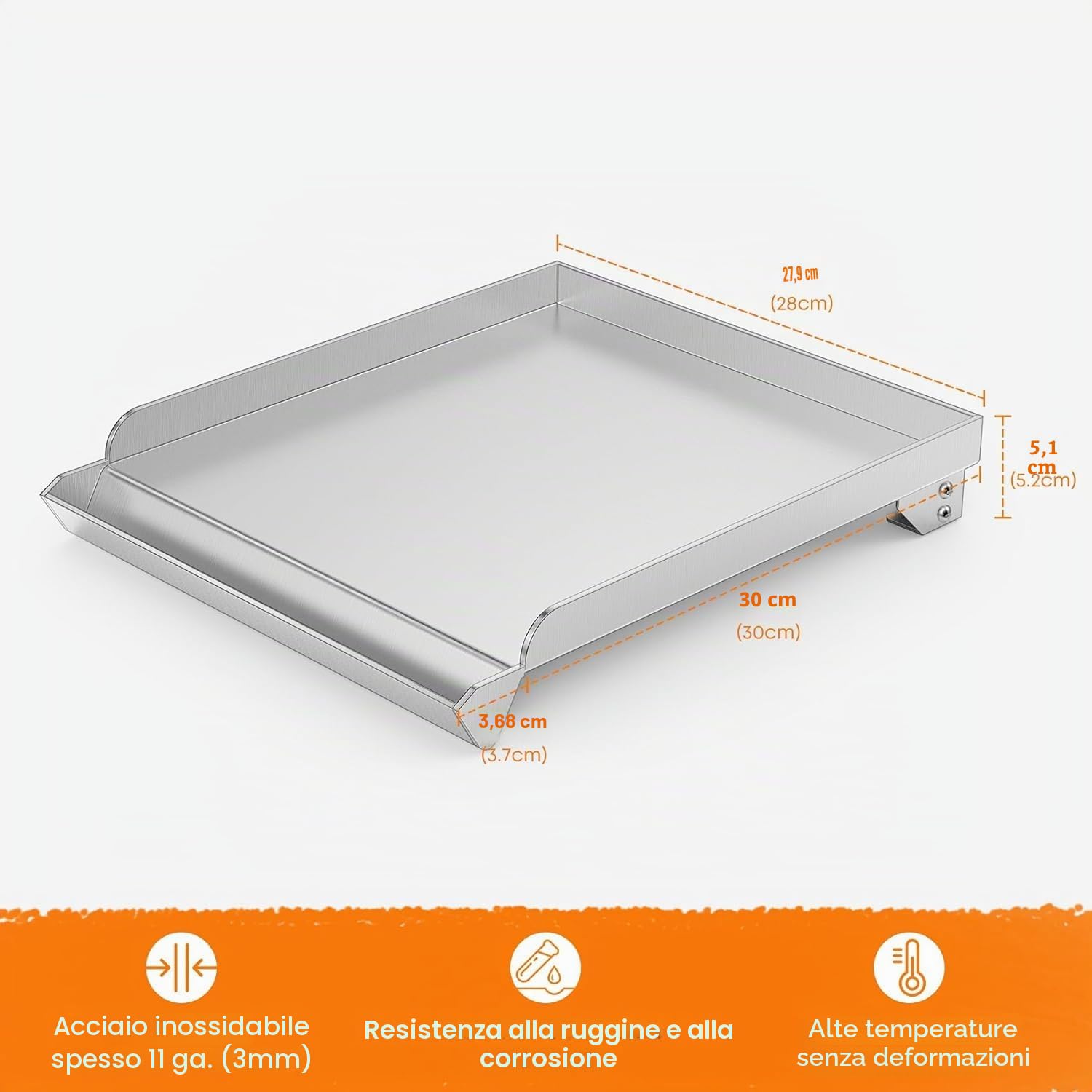 Onlyfire Piastra per piastra con fornello laterale in acciaio inossidabile, piastra per barbecue universale Plancha per la maggior parte delle griglie a gas (33 cm x 31 cm) | Piastra universale piatta per la maggior parte delle griglie a gas, gamma di reg