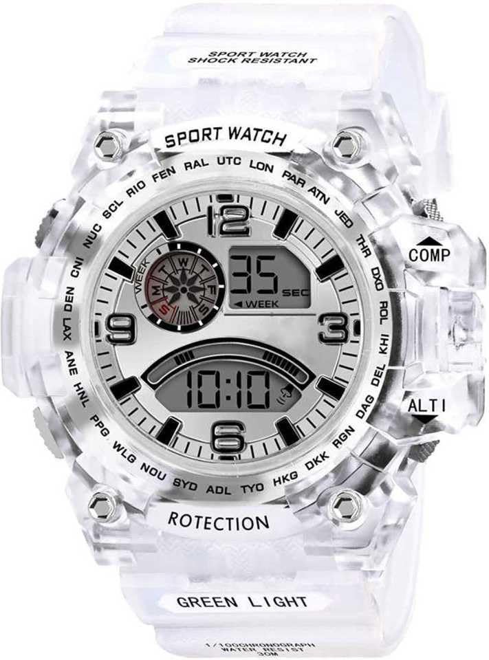 GIFFEMANS Chronograph Style Sports Water Resistance Original Transparent Multi Function Collection Digital Watch - for Men & Women sk Trans Digital Watch - for Boys (B0CLF6N867) Amazon Price History, Amazon Price Tracker