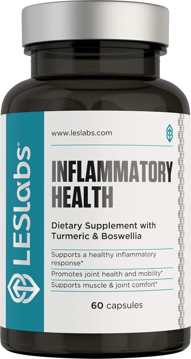 LES Labs Inflammatory Health, Joint Supplement for Joint & Muscle Pain and Discomfort, Mobility and Healthy Inflammation Response with Turmeric, Boswellia, Quercetin, 60 Capsules : Health & Household