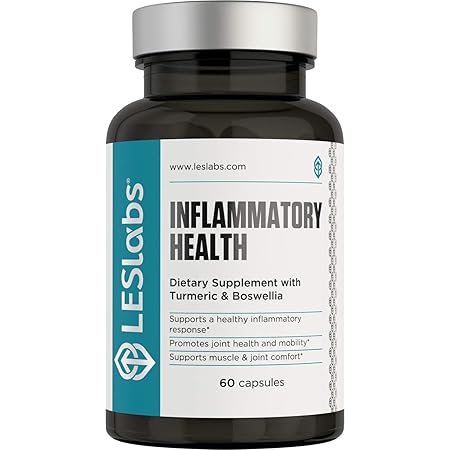 LES Labs Inflammatory Health, Joint Supplement for Joint & Muscle Pain and Discomfort, Mobility and Healthy Inflammation Response with Turmeric, Boswellia, Quercetin, 60 Capsules