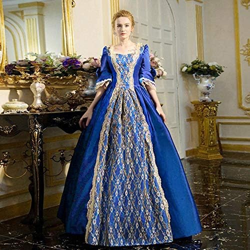 YEBIRAL Damen Mittelalter Kleid - Renaissance Prinzessin Kleid Mit Spitze