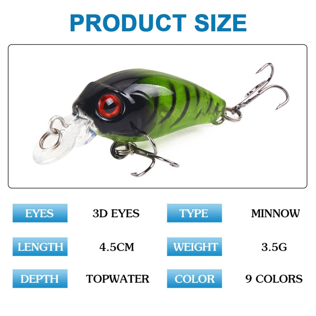 Juego de 8 Cebos Artificiales, Señuelos de Pesca Spinning Mar Flotante 3D,Señuelos Pesca Set, para agua salada, trucha, perca, salmón, simulación falsa