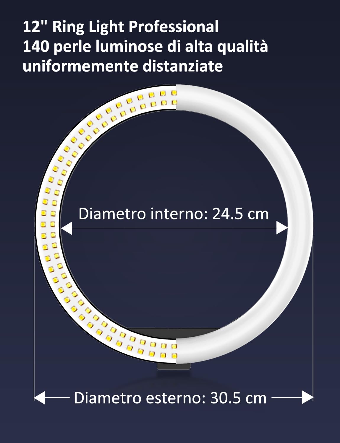 YOHOOLYO Ring Light LED 12" 3 modalità 10 luminosità per Trucco Fotografia Video Selfie