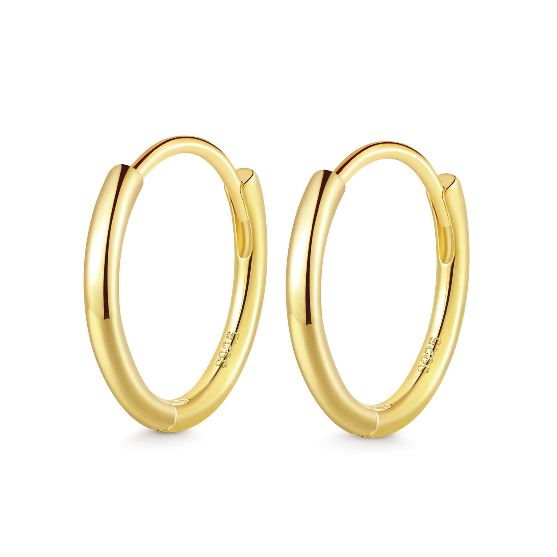 T400 Pendientes Mujer Aro de Plata de Ley 925 Pequeños,Regalo para Niñas Mujeres Hombre-12mm 14mm 16mm 18mm 20mm