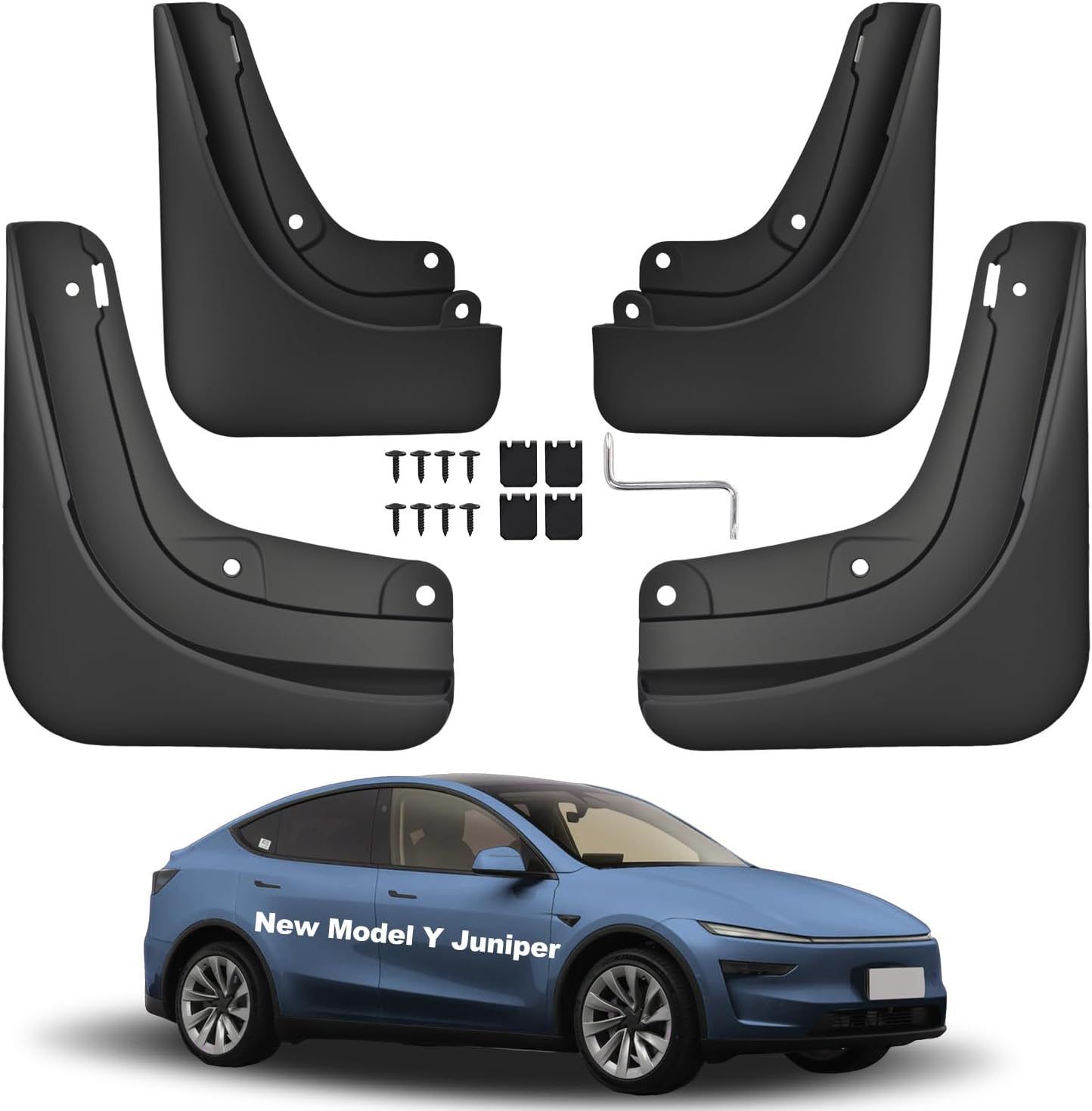 Mud Flaps for 2025 New Tesla Model Y Juniper Accessories No Drilling All-Weather Splash Guards Kits Tire Protector & Vehicle Paint Protection Mud Guard Thicker & Softer Version (Set of 4)