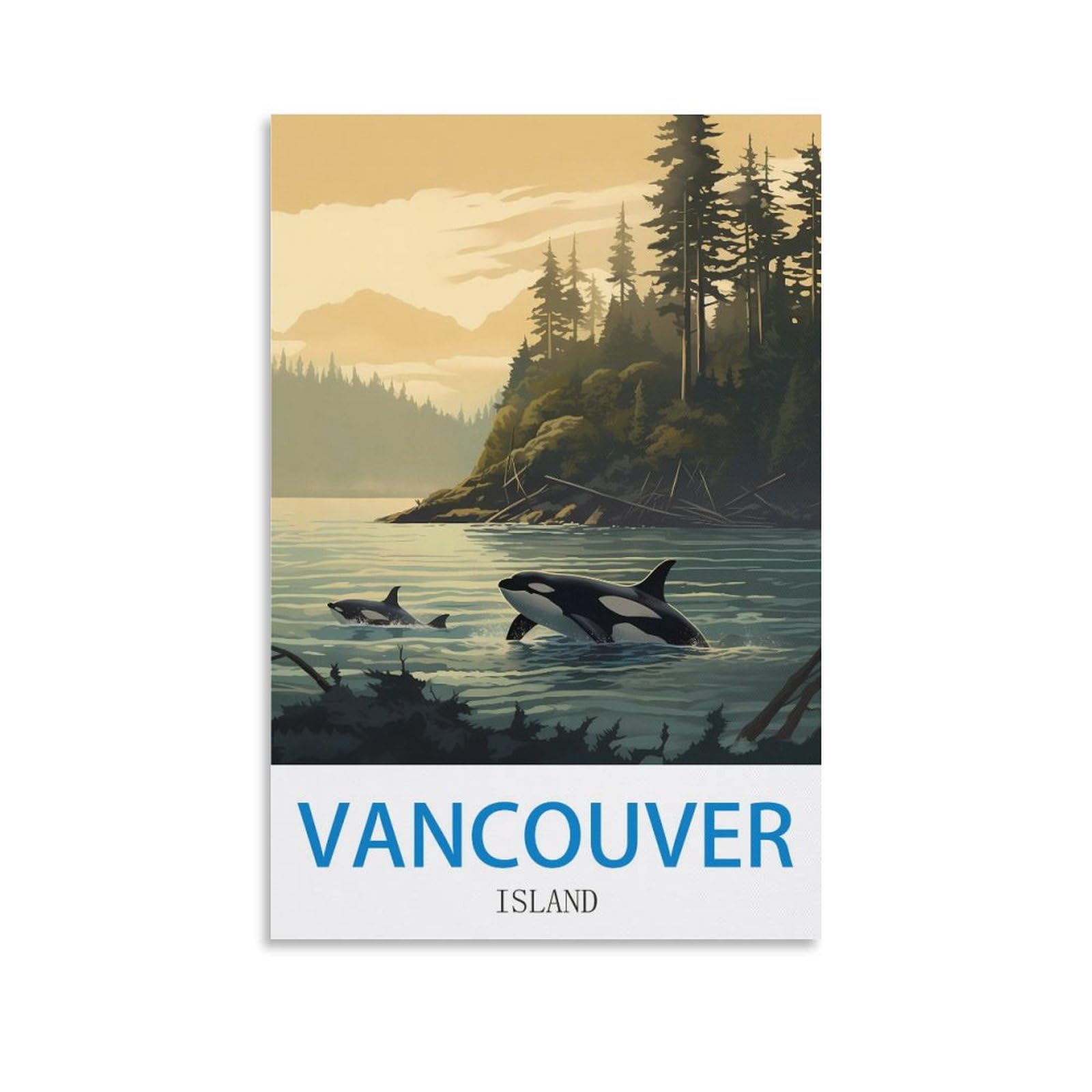 Unniq Vancouver Island Vintage Travel Poster 12X18inch(30X45cm) Canvas Painting Wall Art, Wall Decor Pictures Prints For Living Room Bedroom