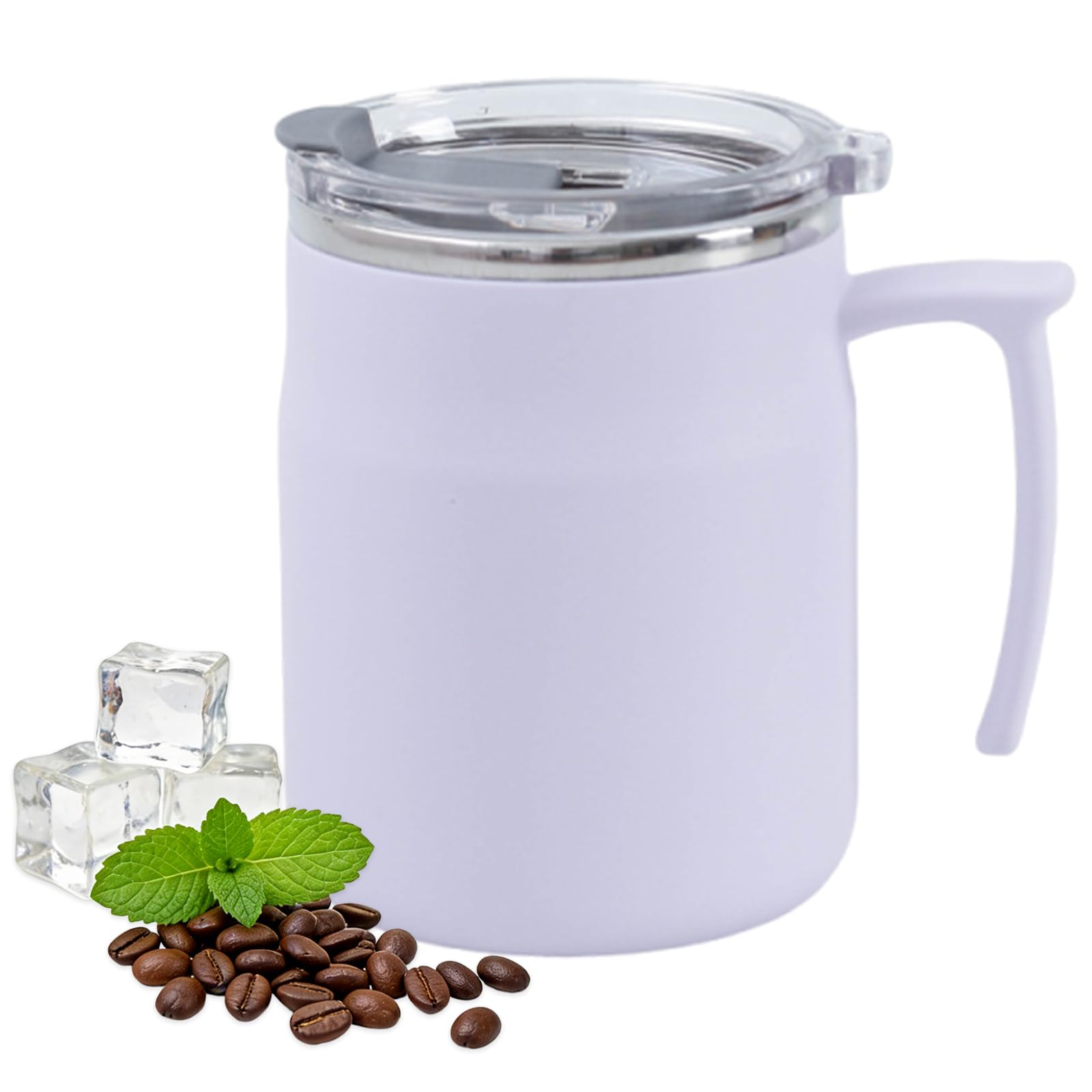 YiZhou Stainless Steel Travel Mug 500ml (17oz) – Leakproof 304 Cup with Locking Lid, Ergonomic Grip for British Tea, Office, UK Commute & Outdoor – Purple