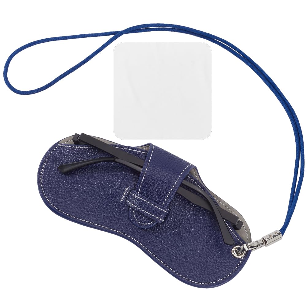 CREATCABIN 2 Custodia Occhiali Sottile in Pelle Portatile Custodia Occhiali Sole Borsa Chiusura A Pressione Sole e Luna Morbida Custodia Occhiali Viaggio Impermeabile Panno La Pulizia Regalo 18x9cm