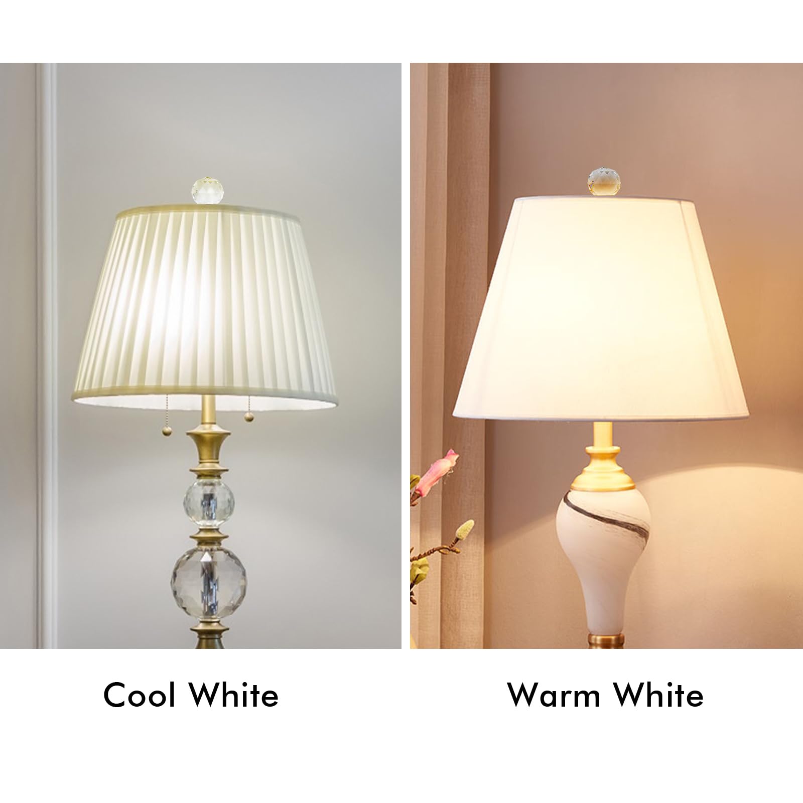 Benaep 2 Pieces Crystal Lamp Finial Decorative Lamp Top Accessories Lamp Cap Knob?1/4-27 Lamp Screw Topper Clear Lamp Finial with Polished Chrome Base Knob for Lamp Shade Indoor Lamp Top Ornaments