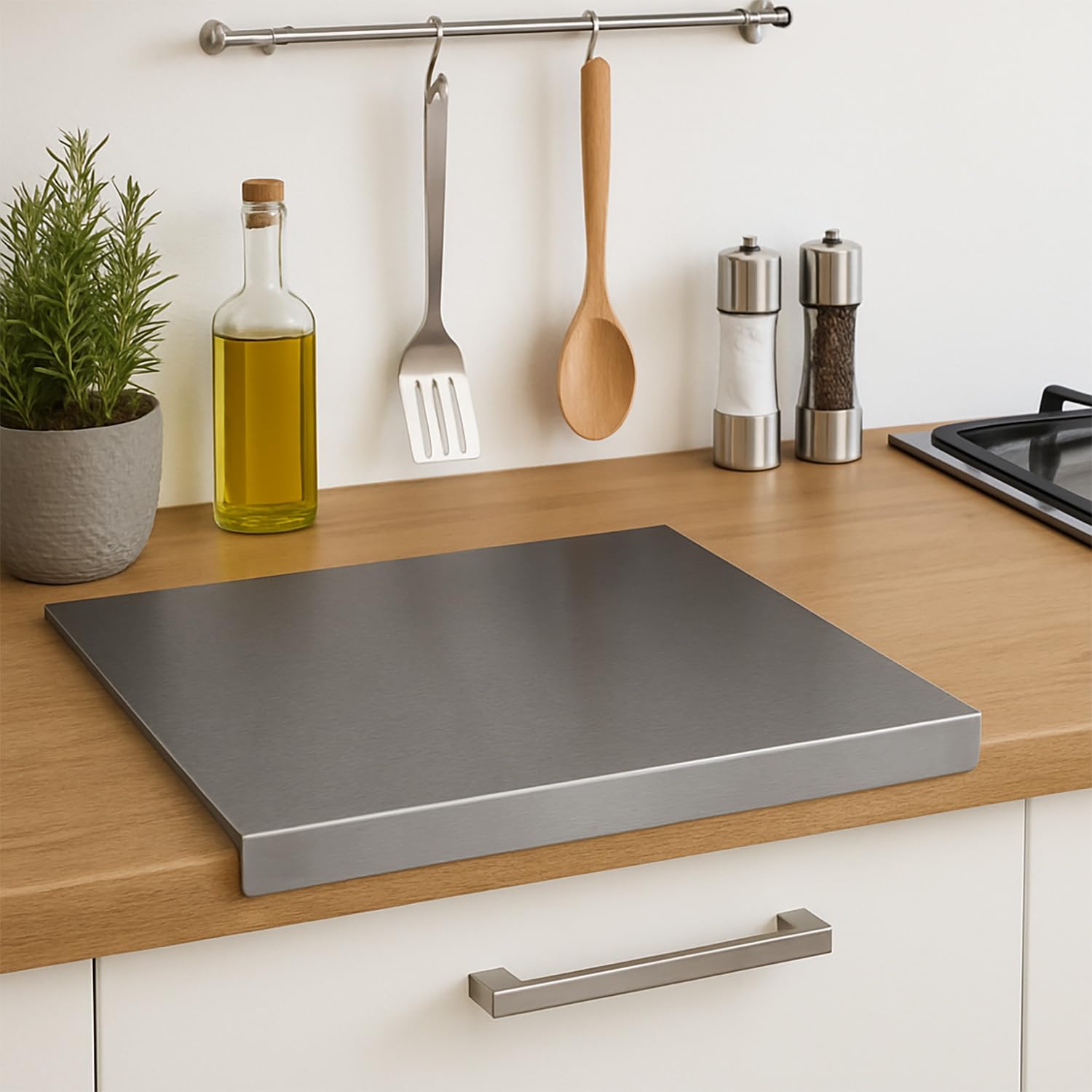 TIENDA EURASIA – Tabla Cortar Cocina | Material Acero Inoxidable | Medidas 50 x 40 x 4 cm | Rectangular | Ideal para Cortar y Preparar Alimentos | Resistente a la Corrosión