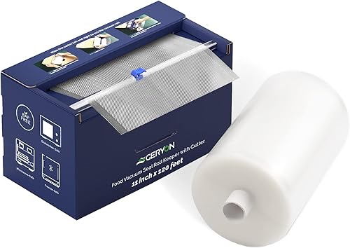 Miniatura 3 de GERYON Máquina selladora al vacío plateada no para tarros y rollos de sellador al vacío de alimentos de 11 x 120 pies con cortador