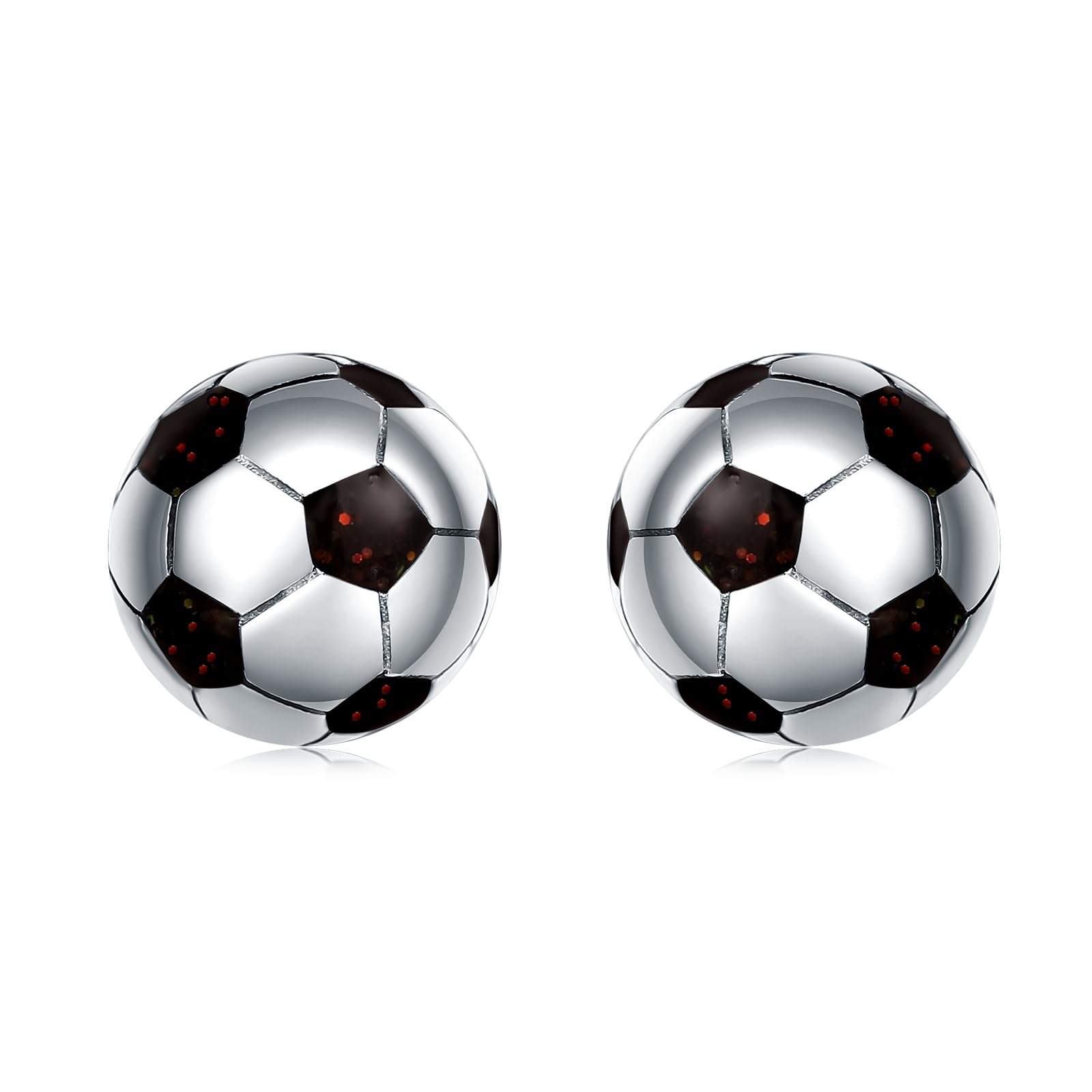 925 Sterling Silver Ball Earrings Glitter Volleyball/Soccer/Football/Basketball/Baseball Earrings Sports Jewelry for Women Gifts Player Lover