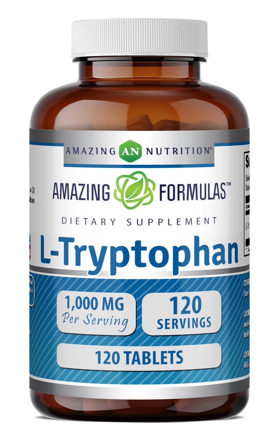 Amazing Formulas L-Tryptophan 1000mg Tablets Supplement | Non-GMO | Gluten Free | Made in USA (120 Count)