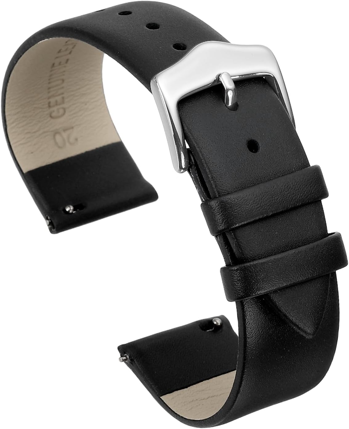 Genuine Leather Watch Bands, Quick Release Flat Thin Elegant Leather Watch Strap Wristband Replacement Bands with Stainless Steel Buckle for Women