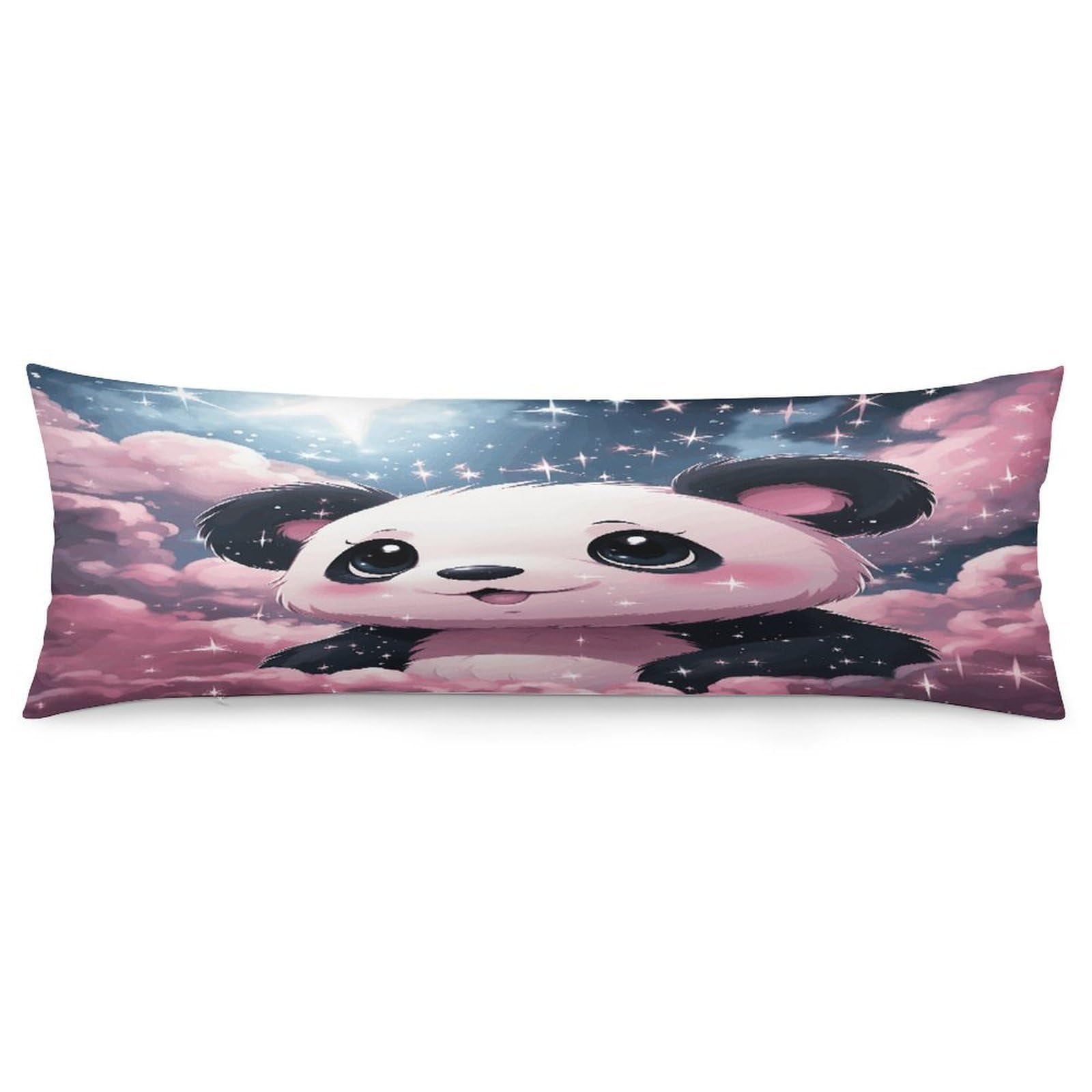 Pink Panda Body Pillowcase Soft Breathable Full Long Pillow Cover 20x54 Inches Polyester Pillow Case with Hidden Zipper Closure for Bedroom Home Decorations