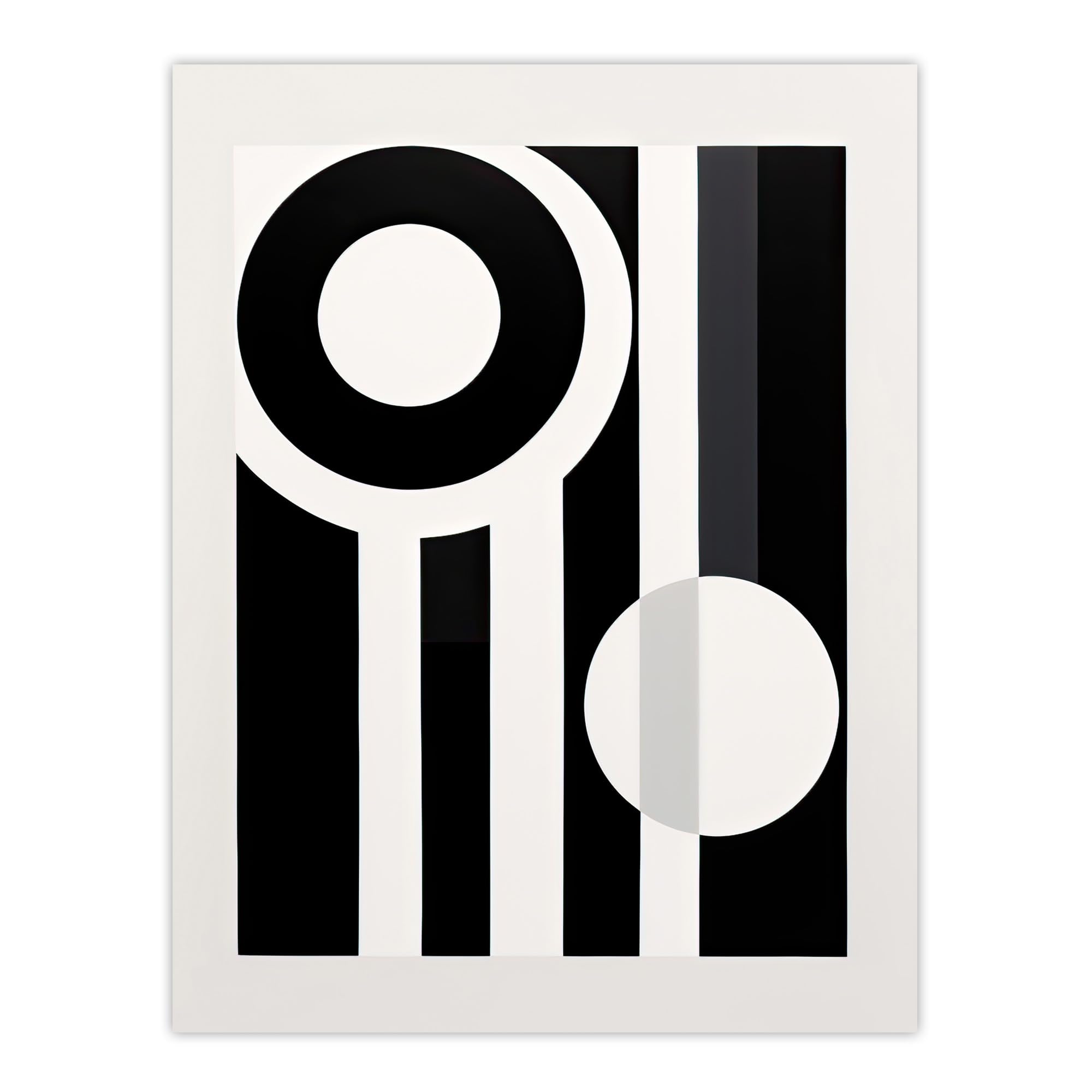 Artery8 Abstract Geometric Black and White Artwork Minimalist Circles and Stripes High Contrast Extra Large XL Wall Art Poster Print