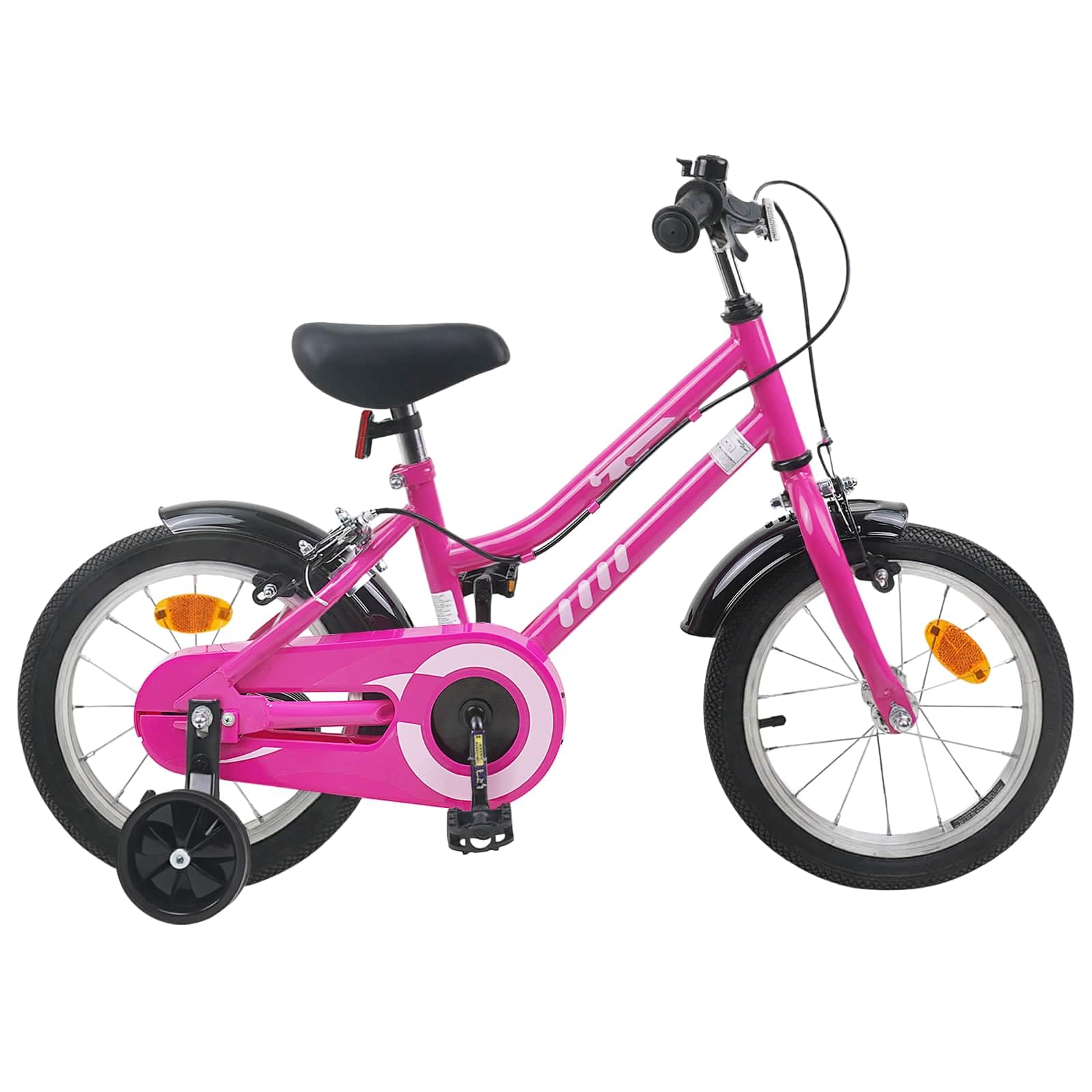 Kinderfahrrad Zoll Pink Weiß für 2-4 Jahre alt mit Stahlrahmen, Felgenbremse, Schutzblech, Klingel, Ständer, Reflektoren für Ausflug, Freizeit und sicheres Fahren