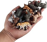 Vista 8 de Mini figuras de animales de safari, 12 piezas de plástico pequeño bosque selva, zoológico, figuras de animales, adornos para tartas, recuerdos