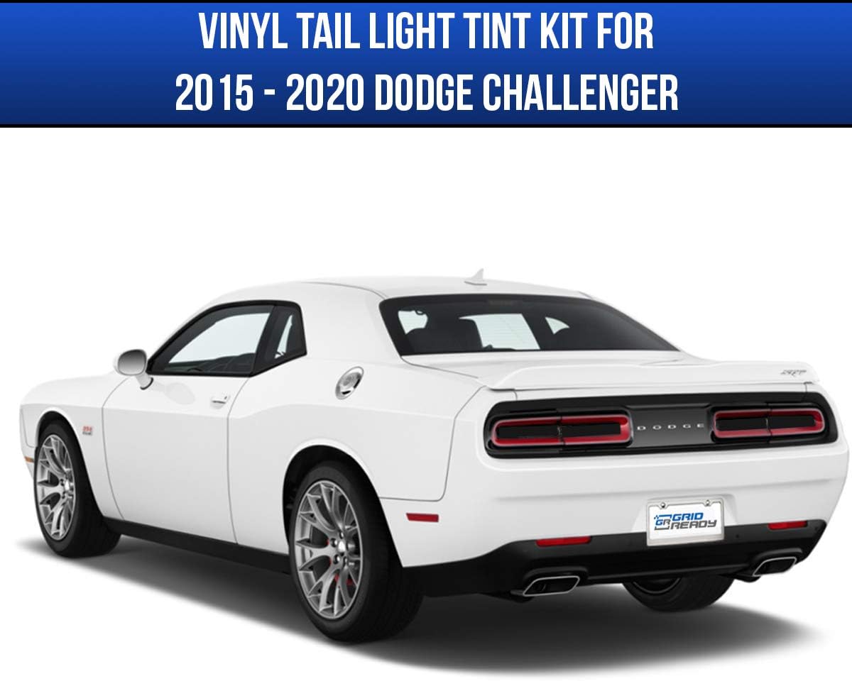 Compatible with 2015-2023 Dodge Challenger Tail Light Tint Kit | Precut Inner Dark Black Smoke Vinyl Overlays Taillight | Tinted Dry Application Film