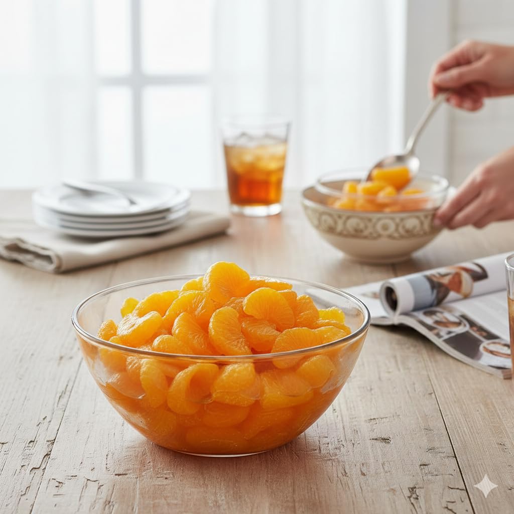 Glownary Whole Mandarin Orange Segments in Light Syrup, #10 Can, 106 oz, 6 Pack Case, Kosher