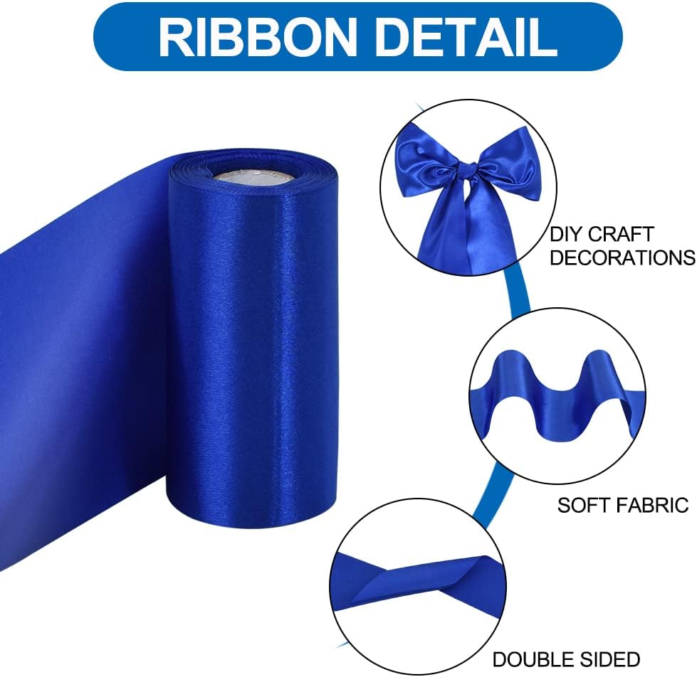TONIFUL Wide satin ribbon-for Gift Wrapping Christmas Tree Halloween Thanksgiving Wedding Car Chair Pageant Sashes Grand Opening Festival Party Decor-Blue Ribbon-4 Inch x 11 Yards - Image 4