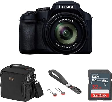 Panasonic LUMIX FZ80D 18.1MP Point & Shoot Digital Camera Bundle with SanDisk Ultra 32GB Memory Card, Slinger Shoulder Bag, Camera Wrist Strap
