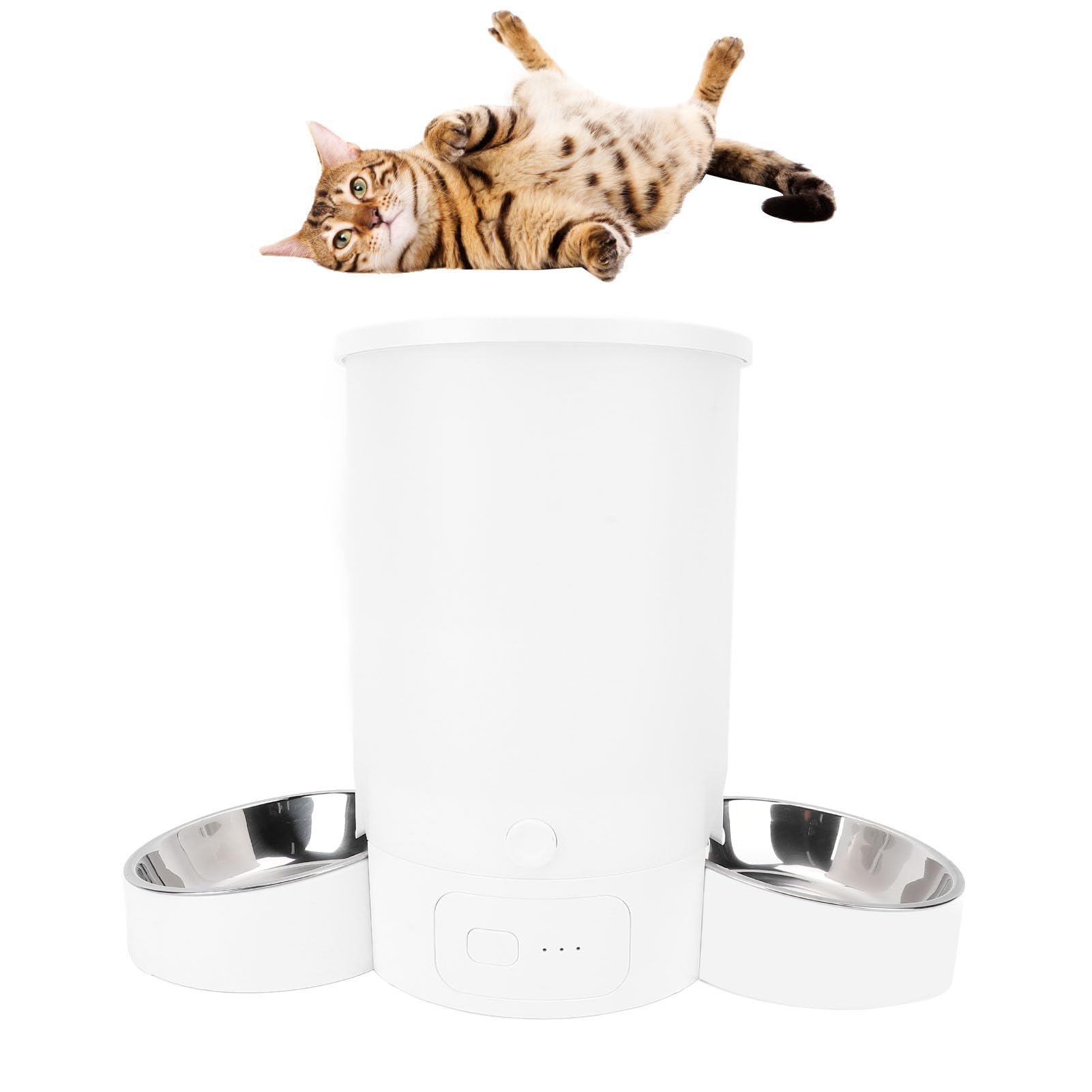 Ejoyous Comedero Automático WiFi para Mascotas, 3 litros, 2 Tazones, Control por Aplicación, Dispensador de Alimentos para Perros y Gatos