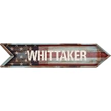 Whittaker 4"x18" Patriotic American Flag Rustic Arrow Shaped Antique Vintage Look Composite Aluminum Novelty decor Sign.