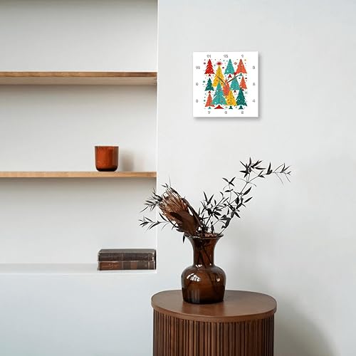 Miniatura 8 de 3dRose, Kitschmas Fir Christmas Trees Retro Abstract, 10x10 Wall Clock
